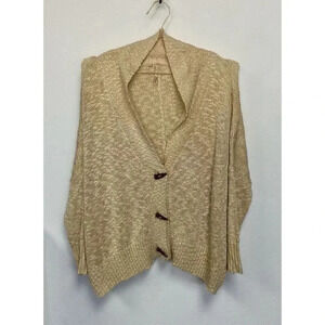 Elan Womens Black Chunky Knit Cardigan Size Small Toggle Horn Buttons